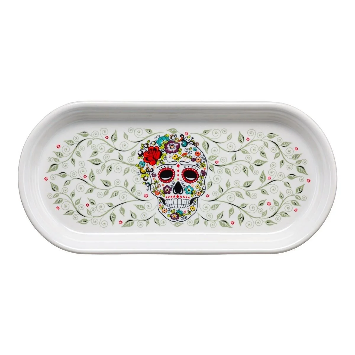 Fiesta® 12" Small Bread Tray | Sugar Skull And Vine (White) 1 Fiesta® 12" Small Bread Tray | Sugar Skull And Vine (White)