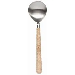 Danica Brands Danica Heirloom 2-Piece Salad Servers Set | Matte Steel & Rattan -Meat Processing Shop 5213001 heirloom steel servers set2 matte rattan sup2